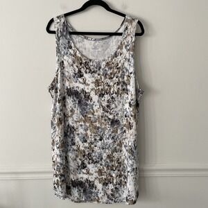 LOGO Layers Lori Goldstein Abstract Tank Sz 2X Stretch Knit Neutral Basic Artsy